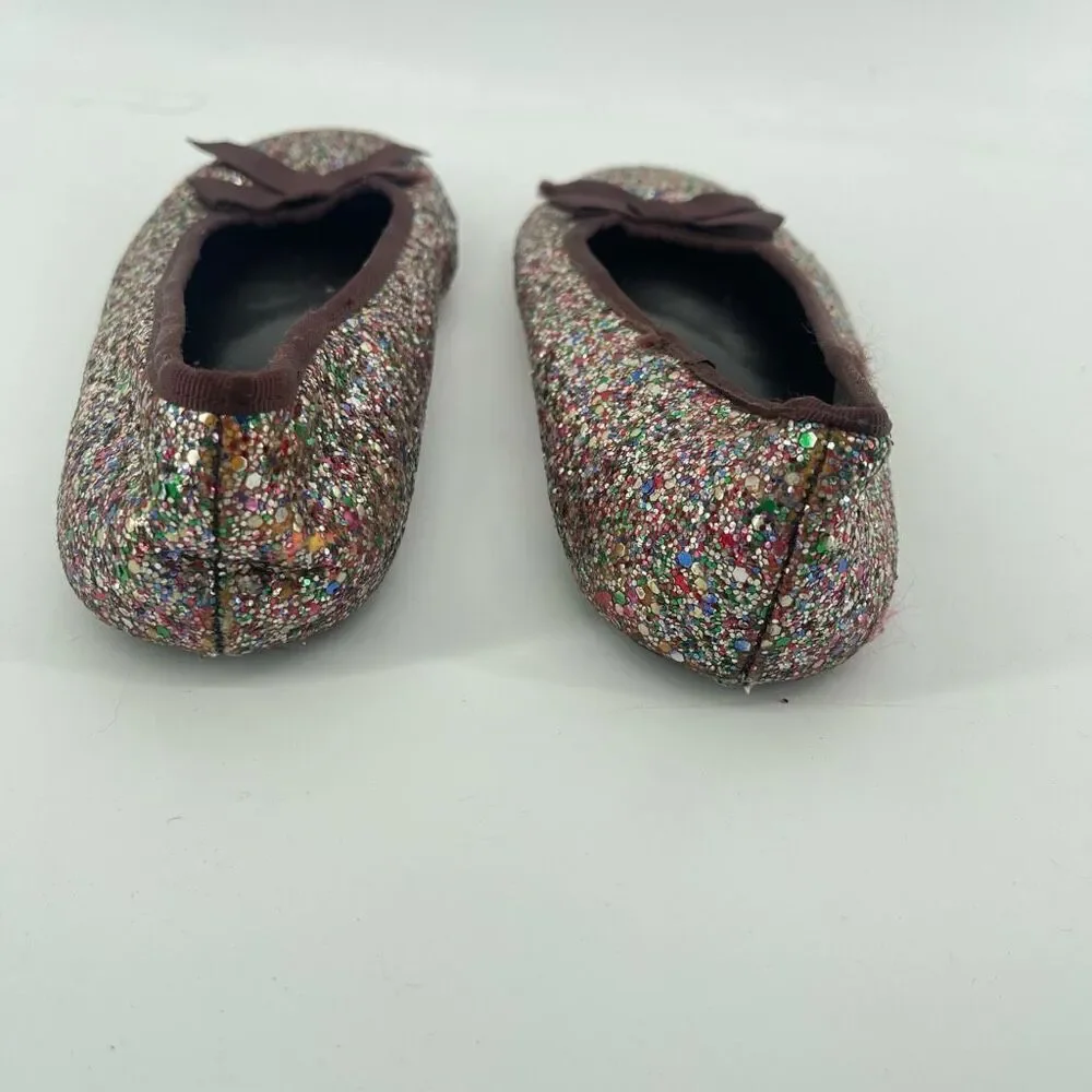Smart Fit Girls Multicolor Glitter Slip-On Ballet Flats Size 4 Sparkly Shoes